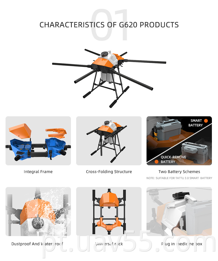 G620 Hexacopter Agricultural Sprayer Agri Drone 20L Frame